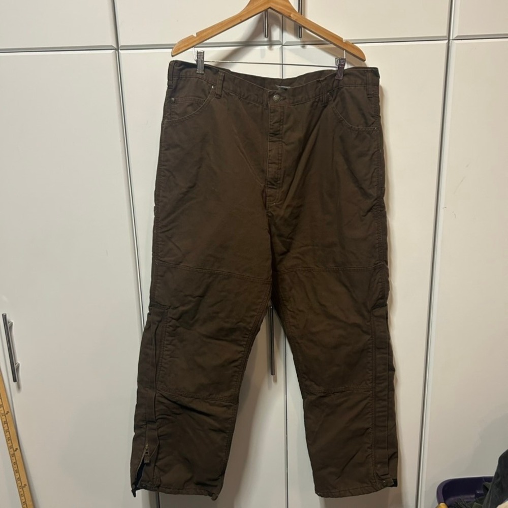 Berne Apparel Insulated Work Pants 40x34 Brown Duck Canvas Quilt Lined P966BB